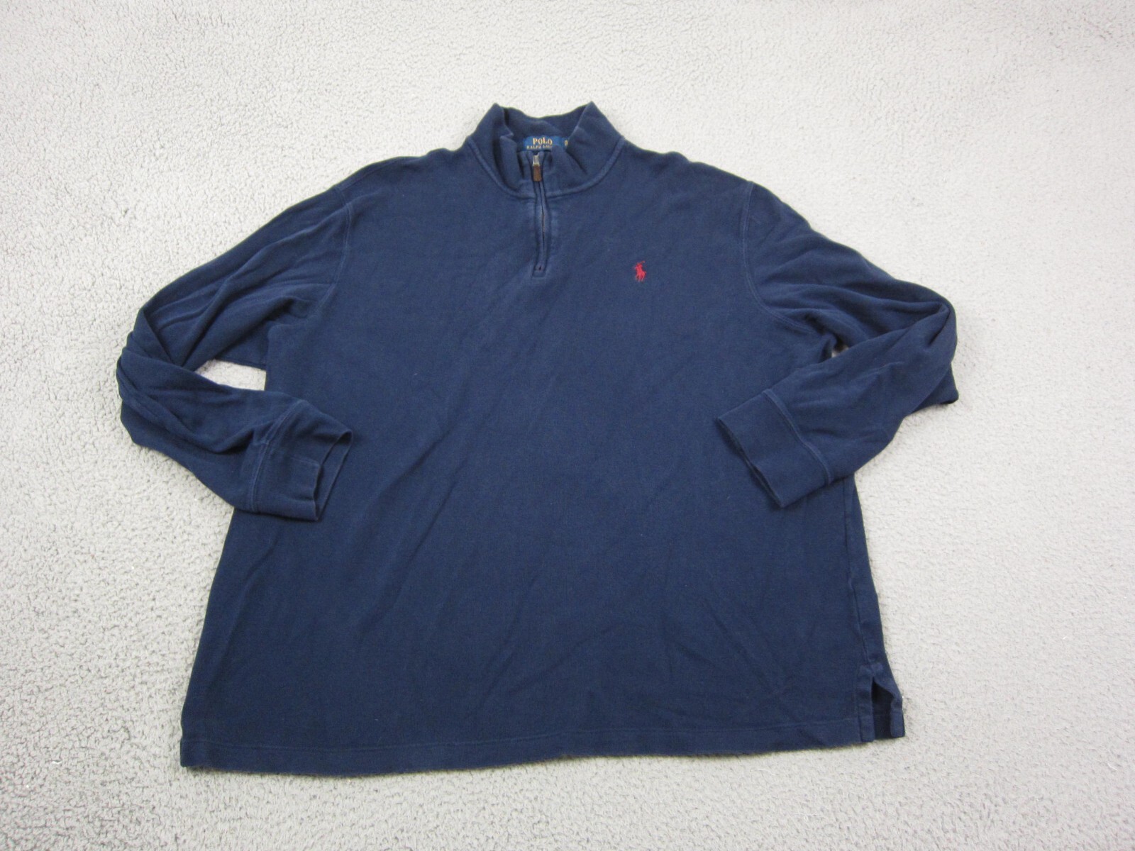 Polo Ralph Lauren Felpa Adulto Extra Large XL Blu Rosso Pony Estate Rib Uomo