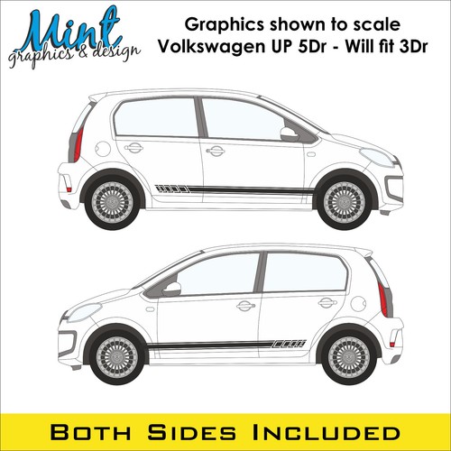 VW UP! Volkswagen Side 3 & 5 Door Stripes Decals Stickers Graphics FREE P&P 012 - Picture 3 of 4