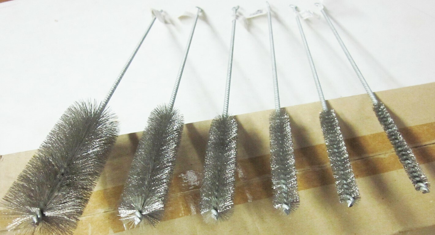 6pc 16" STAINLESS STEEL WIRE ROUND TUBE GUN CLEANING BRUSHES 3/8"11/2