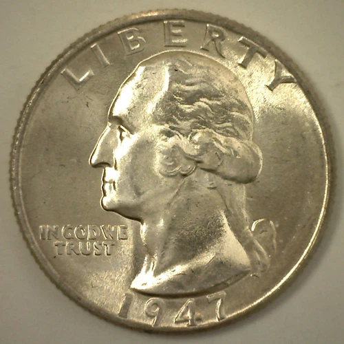 1947 BU Washington Quarter Uncirculated Twenty Five Cents Silver 25c Coin
