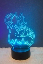 Acrylic Light up Deer decor with stand & color changing remote, 8-1/2"