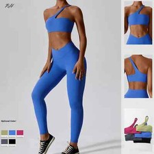 Sport Yoga Set Outfit Fitness Clothes Diagonal Shoulder Sports Top Leggings Suit