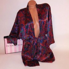 Vintage Victoria Secret Robe M/L Medium Large Colorful Paisley Kimono Gold Label