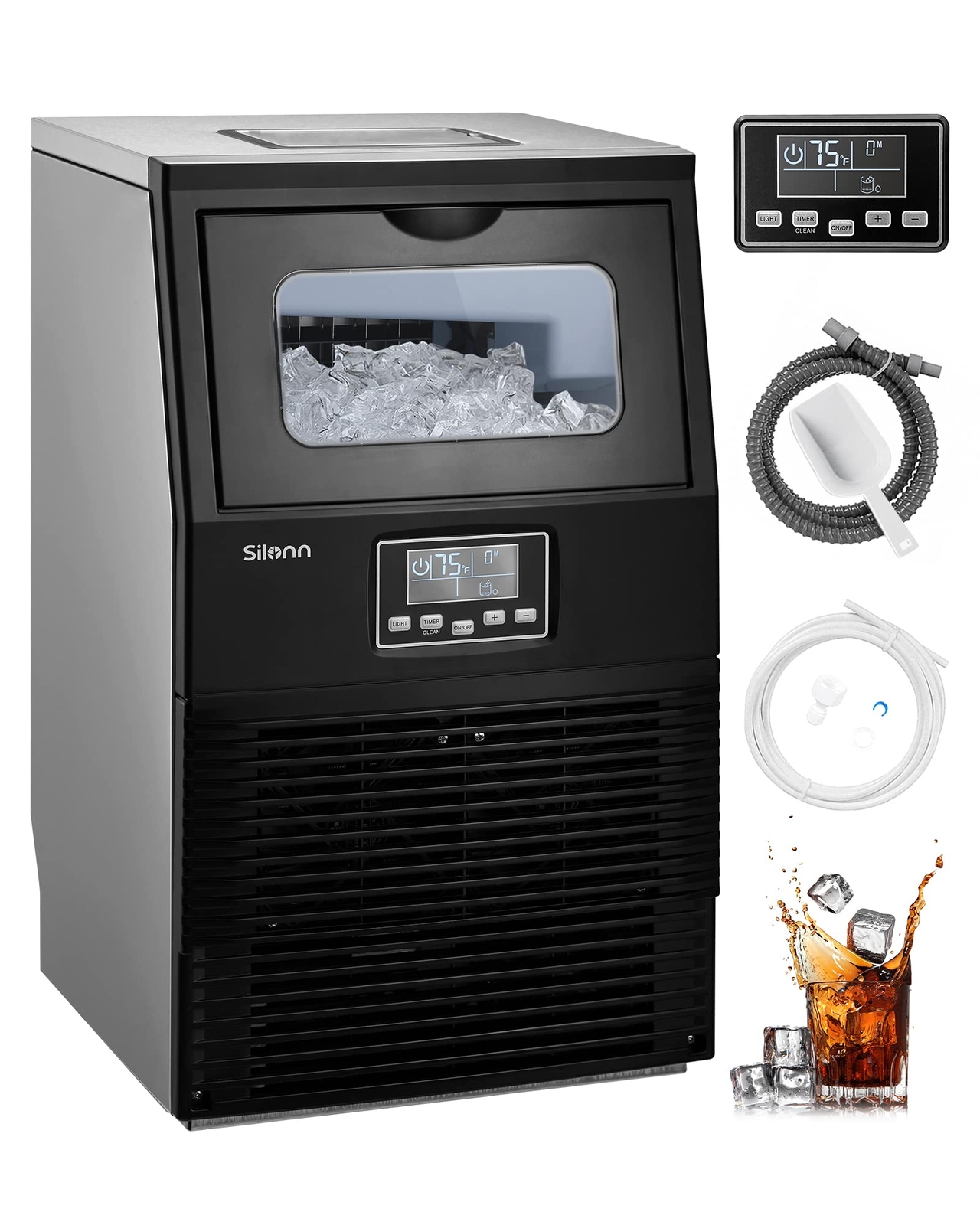 Silonn Commercial Ice Maker Machine, 84LBS/24H, Full Heavy Duty Stainless Ste...