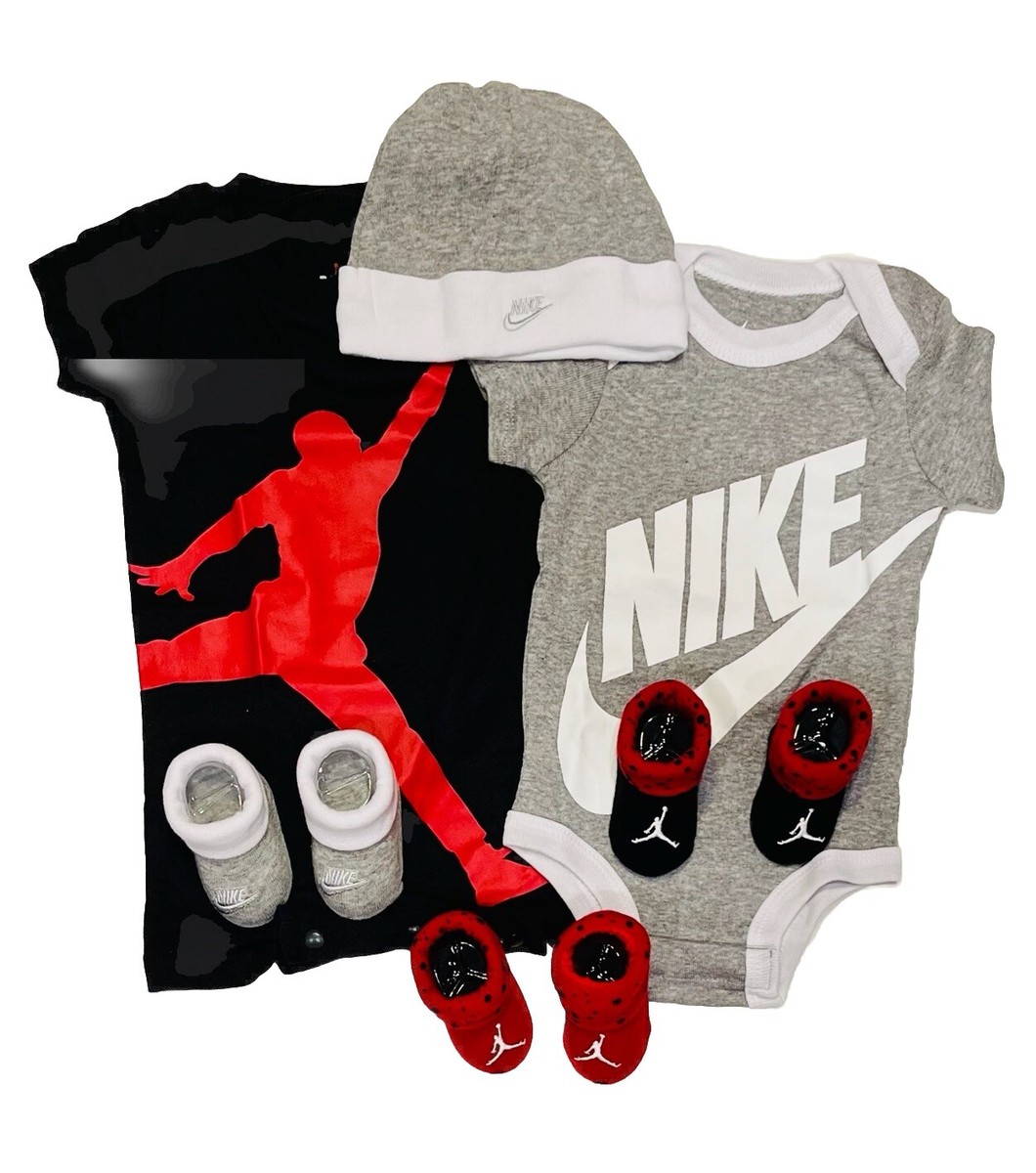 AIR NIKE JORDAN Baby Boys 6-pc Gift Set: Bodysuits, Booties Cap 0-6 