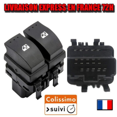 Interrupteur Lève-vitre Avant Gauche 10 Broches Pour Renault/Nissan/Opel (Clio 2, Scénic, Trafic...)