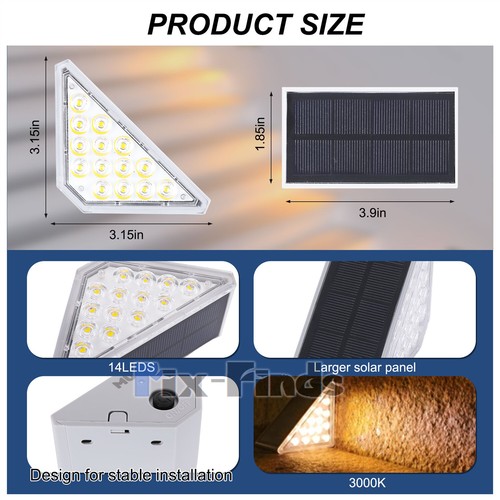14 LED Solar Power Fence Lights Deck Door Wall Stair Step Outdoor Garden Lamp US - Picture 12 of 13