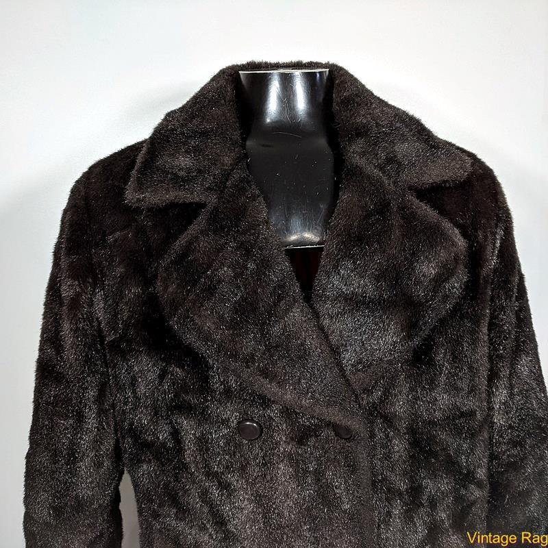 NOVELTI Vtg USA Faux Fur Jacket COAT Womens Size L Dark brown