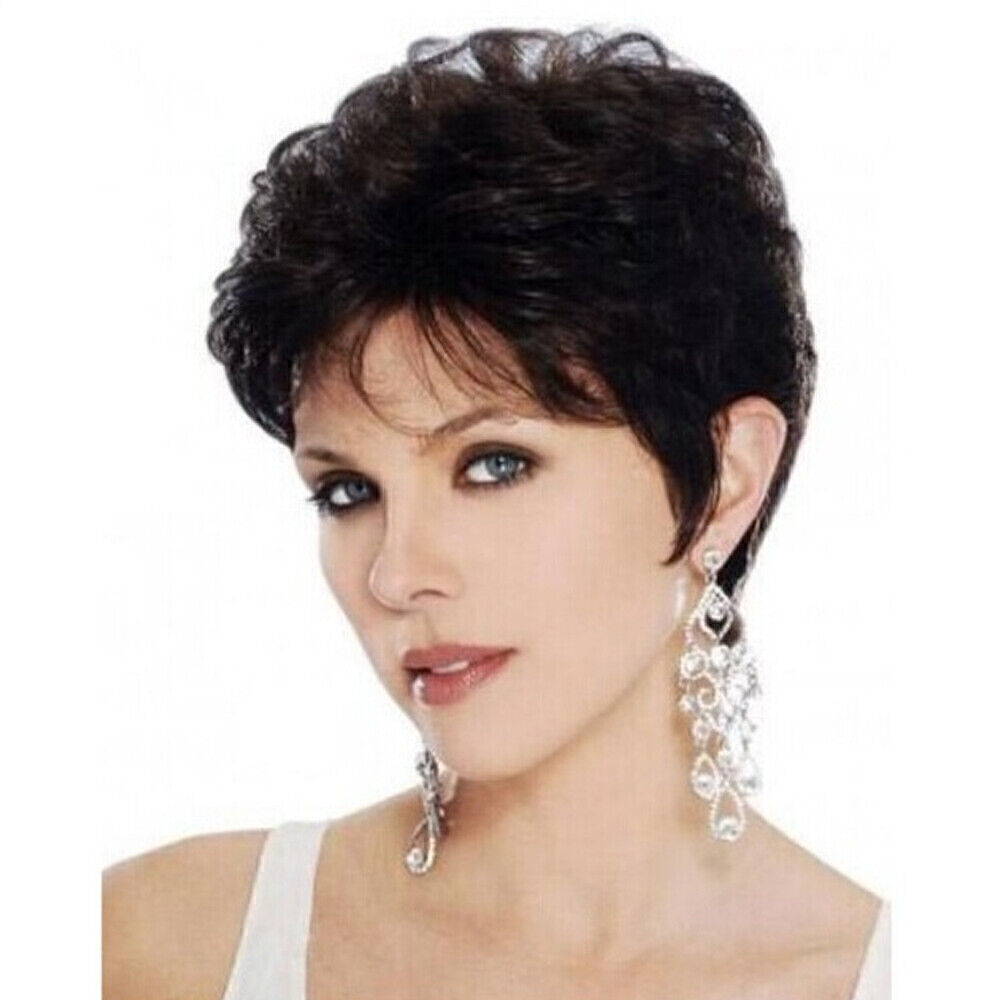 Womens Ladies Natural Short Wig Straight Wavy Curly Pixie Boy Cut BOB