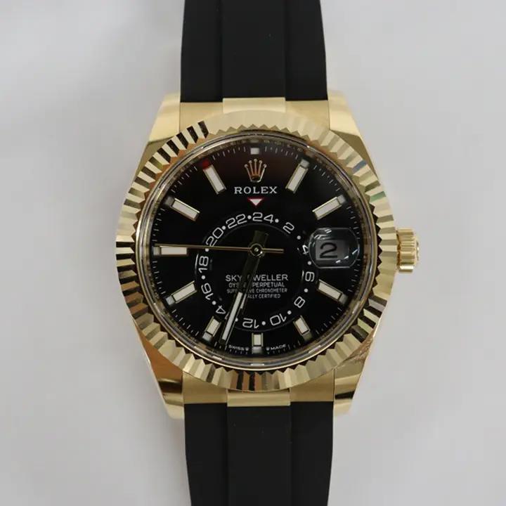 2023 Mint Rolex Sky-Dweller 42 18K Yellow Gold Rubber Black Dial
