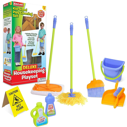 Kidzlane Kids Cleaning Toy Set - Toddler Cleaning Set with Realistic Broom, Mop, - 第 7/12 張圖片