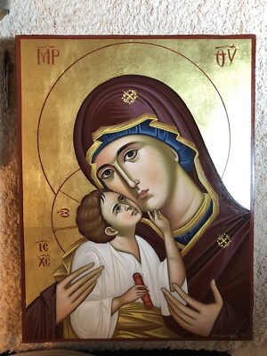Theotokos Panagia MADE TO ORDER Handpainted Eastern Orthodox Byzantine icon 22k