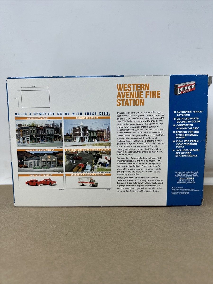 Maquette Caserne De Pompiers Walthers Cornerstone - Construction Brique - Art Déco - Kit à Assembler