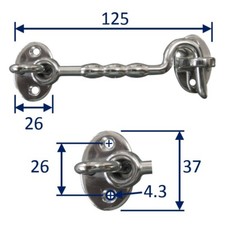 Polished Stainless Steel Cabin Hook, Marine Grade (316), Door, Latch: Freepost