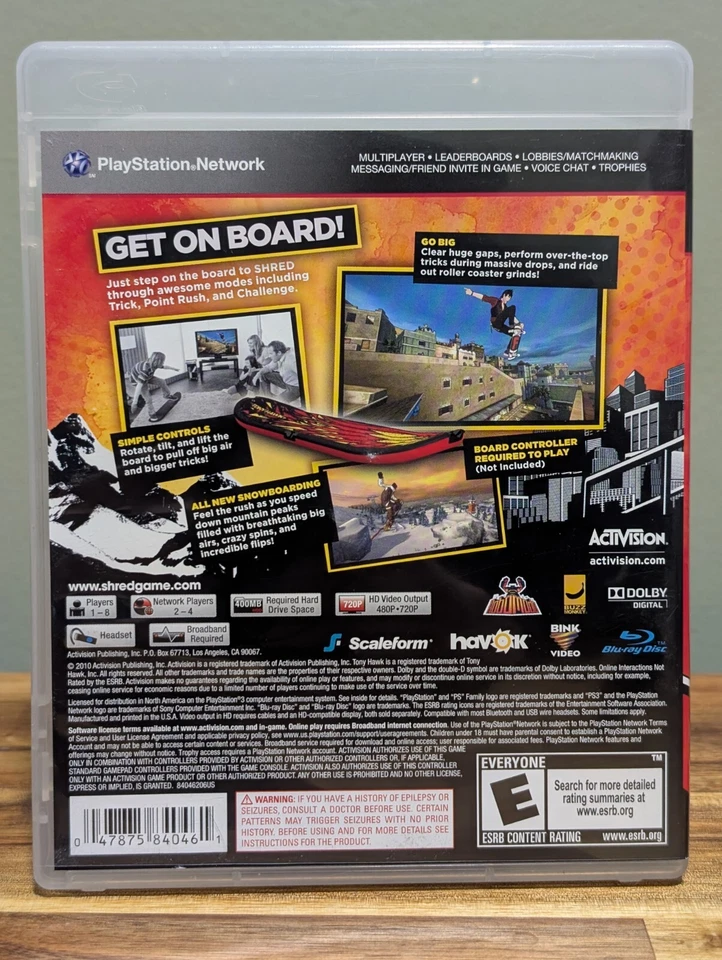 Tony Hawk: Shred (Sony PlayStation 3, 2010) PS3 No Manual - Tested - Image 2 of 4