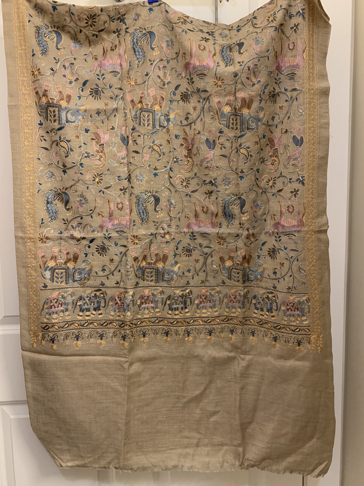 Embroidered cashmere scarf women new #389