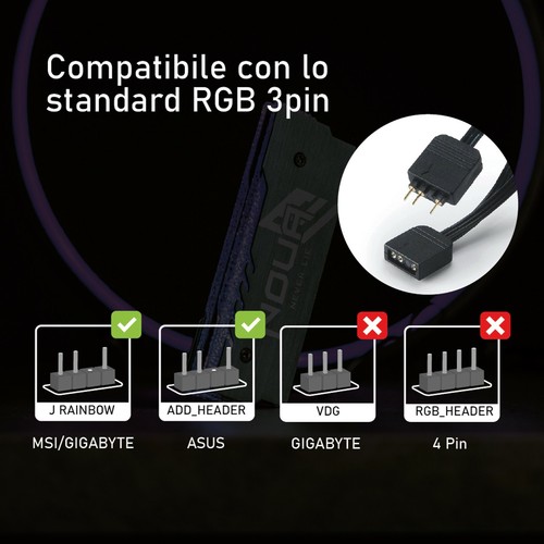 NOUA LIBRA DISSIPATORE DI CALORE ARGB 5V 3PIN PER MEMORIE RAM DDR DDR3 DDR4 - Foto 5 di 7