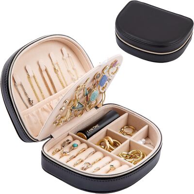 ProCase Travel Size Jewelry Box, Small Portable Seashell-Shaped Small, Black 