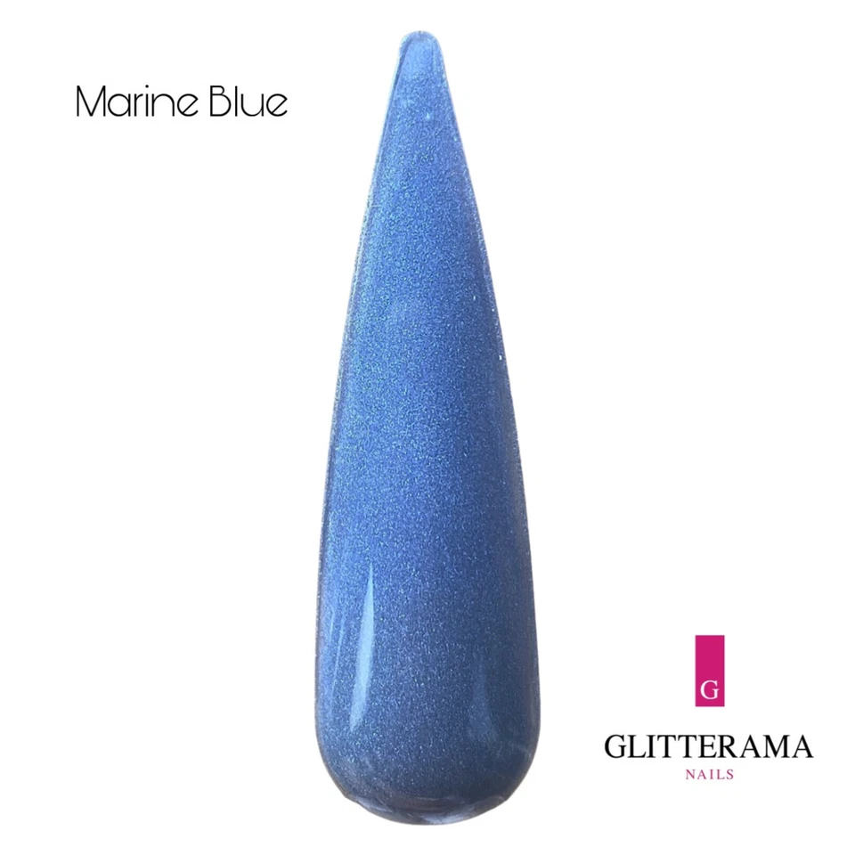 MARINE BLUE Coloured acrylic powder Glitterama Nails navy ocean shimmer vibrant