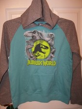 Jurassic Park World Dinosaur Raptor TRex Turq Hoodie Boys Size 18 / 20 XL NWT
