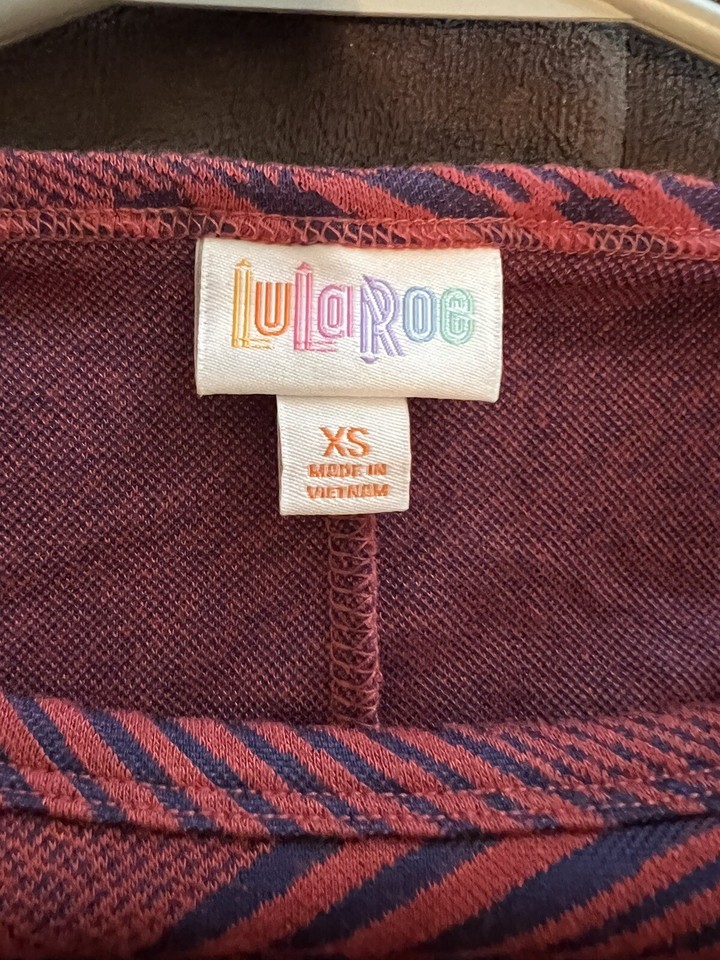 LulaRoe Short Sleeve Knee Length Shirt Dress Size XS Womens Casual