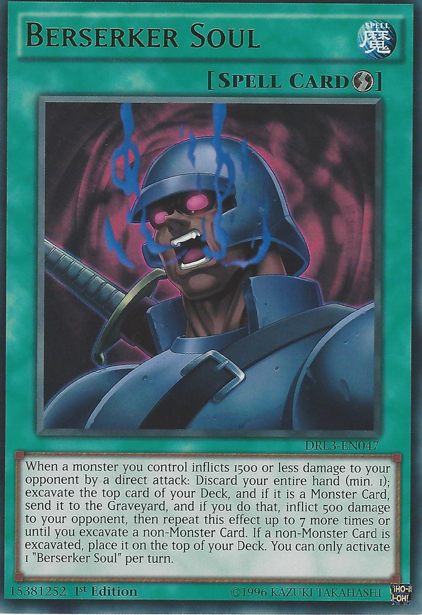 YU-GI-OH ULTRA RARE CARD: BERSERKER SOUL - DRL3-EN047 - 1st EDITION
