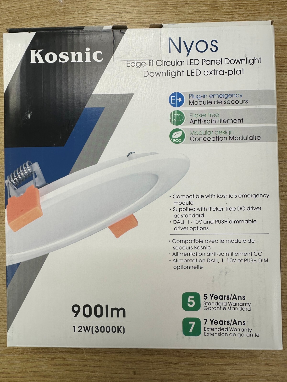 2 X KOSNIC Nyos Circular Panel Downlight 8 Inch 12W 3000K 900lm 157mm cutout