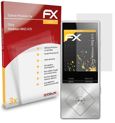 atFoliX 3x Panzerfolie für Sony Walkman NWZ-A15 Schutzfolie matt&stoßfest Folie