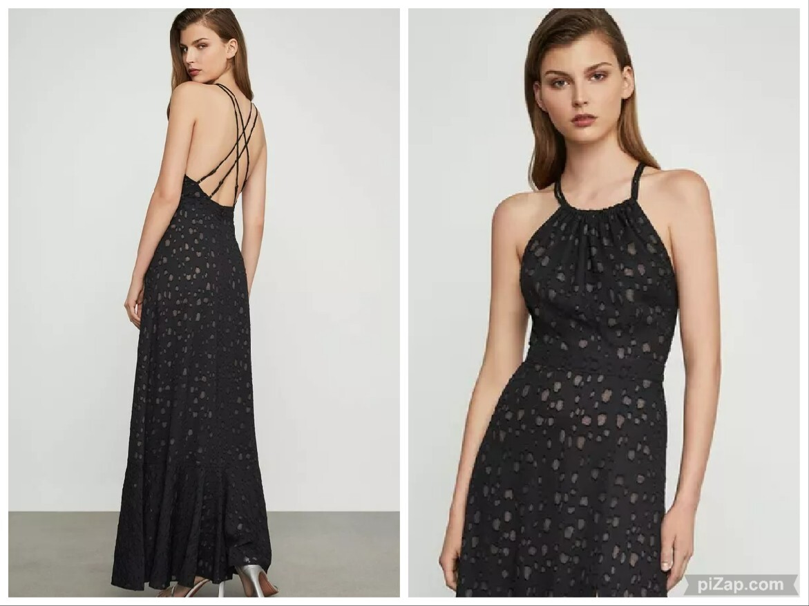 BCBG MAX AZRIA Womens Black Burnout Strappy Jacquard Dot BCBG MAX AZRIA Womens Black Burnout Strappy Jacquard Dot
