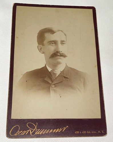 Antique Victorian American ID'd Mustached Man! Edward Nicholson NY Cabinet Photo - 第 2/5 張圖片
