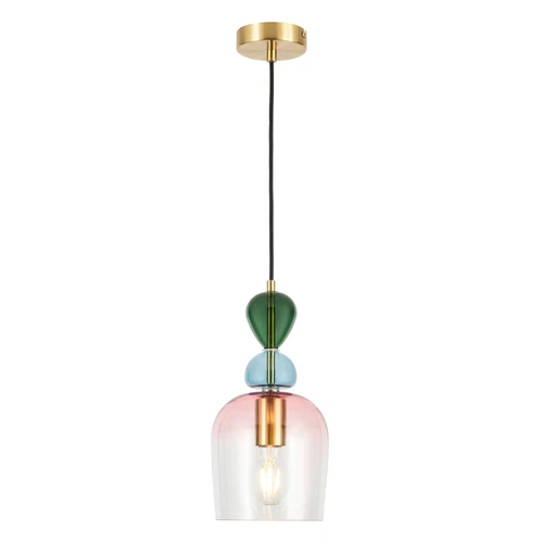 Visconte Vietri Ceiling Pendant Multicoloured Glass Shaded 1 Light - Satin Brass