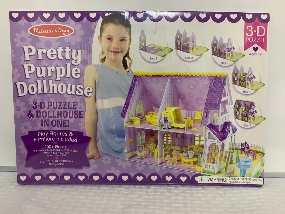MELISSA DOUG PRETTY PURPLE DOLLHOUSE 3-D PUZZLE PLAYHOUSE 100+