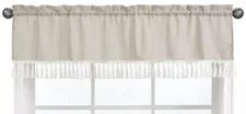 Boho Fringe Tan Linen Window Treatment Valance for Botanical Leaf by Sweet Jojo