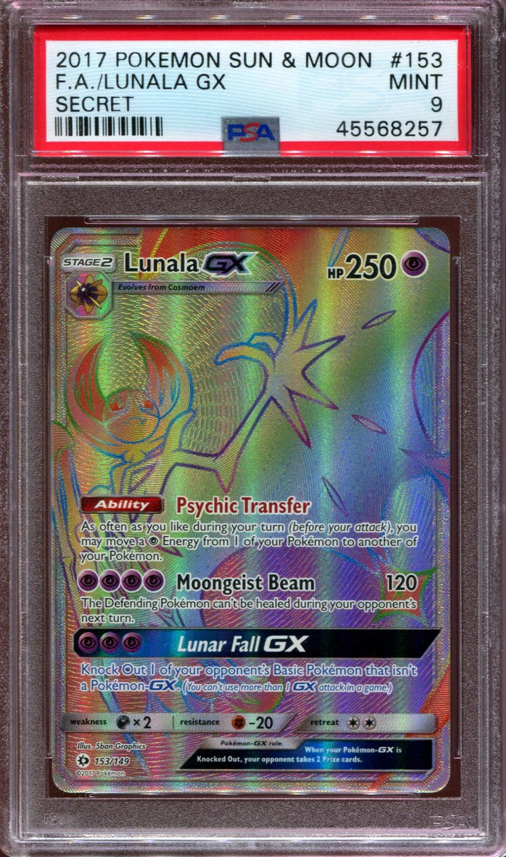  Pokemon Sun & Moon Lunala GX 153/149 Hyper Rare Holo