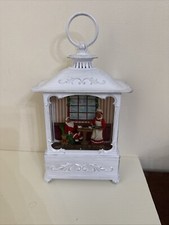 Lighted Glitter Swirl Water Snow Globe Lantern Santa  Mrs Claus
