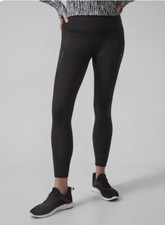 Athleta S SMALL Rainier Tight 7/8 Leggings, Black Winter Workout Run Hiking NWT