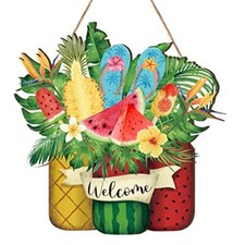 Welcome Sign Door Sign Wooden Farmhouse Home Sign Welcome Sign for Front Summer