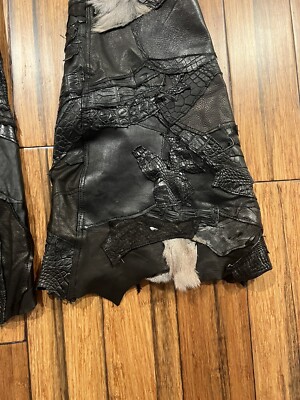 Yasuyuki Ishii “Destroy” Leather Fur Variation Flared Lace Up