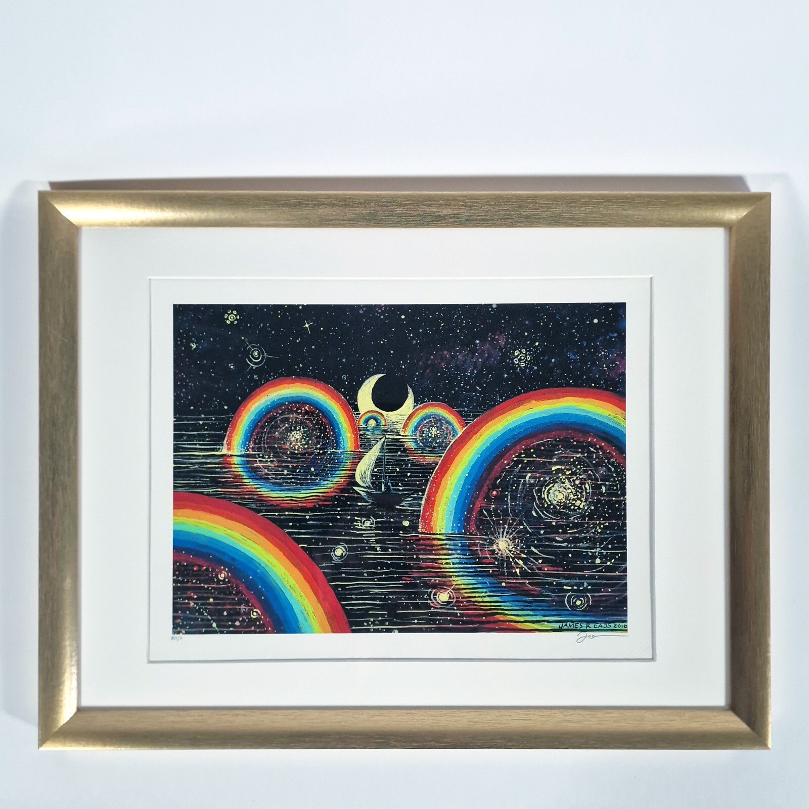 James Eads Rainbow Party Giclee Print Signed Framed Los Angeles CA Cosmic Art