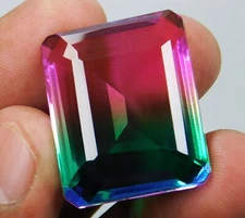 Certified 58.00 Ct Brazilian Natural Watermelon Tourmaline, Emerald Cut Gemstone