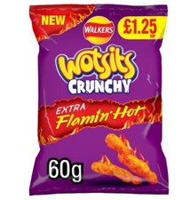 Walkers Wotsits Crunchy Flamin' Hot Snacks PMP £1.25Full Case 15x60g