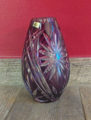 Schöne Bleikristall Vase in Violett von Tritschler Winterhalder W- Germany 