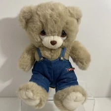 Vintage 1985 24K Polar Puff Special Effects Mighty Star 13" Beige Bear Overalls
