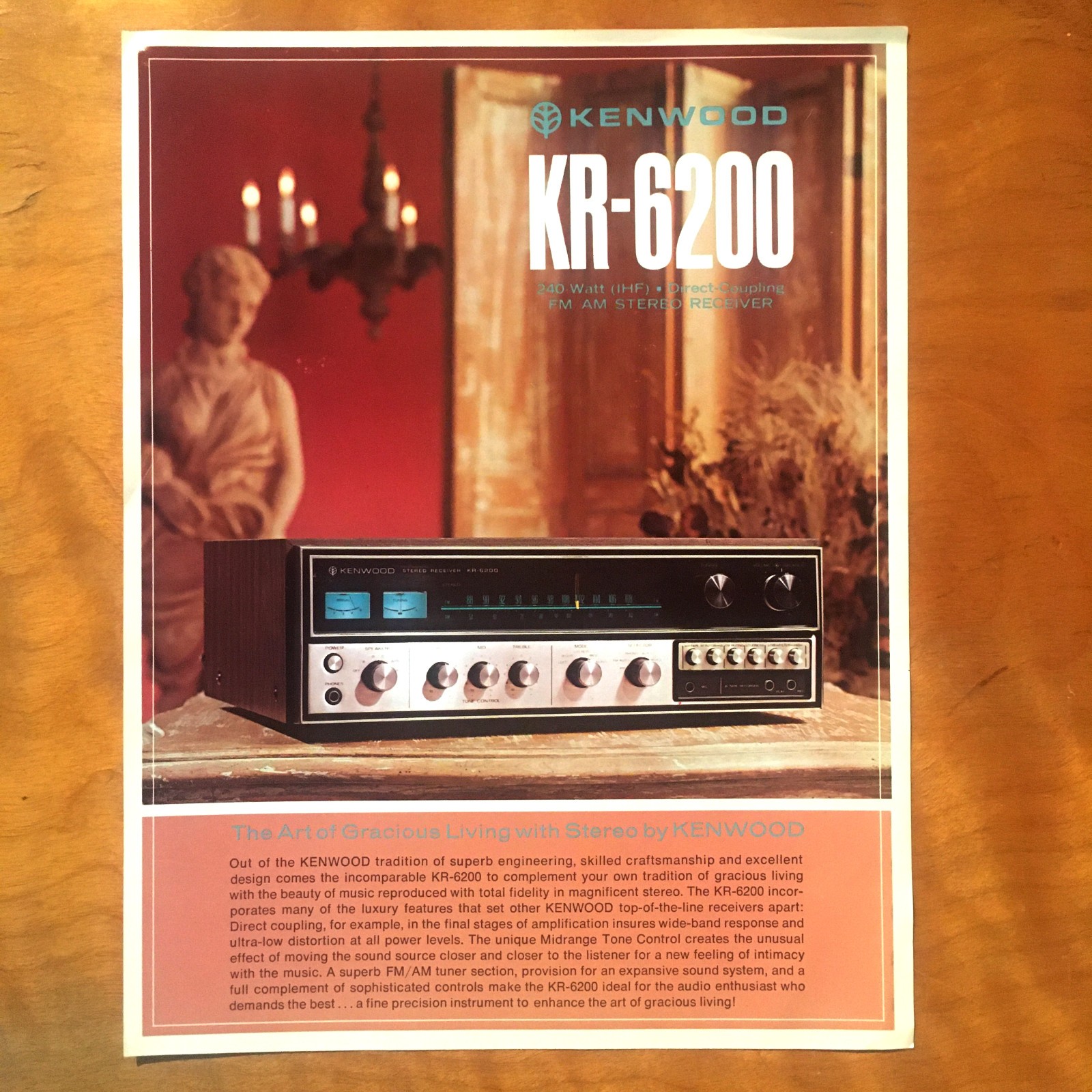 Genuine  Kenwood KR-6200 AM/FM Stereo Receiver Brochure - ORIGINAL