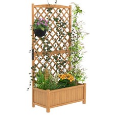Raised Garden Bed Indoor & Outdoor Plant Container with Diamond Shaped Trellis