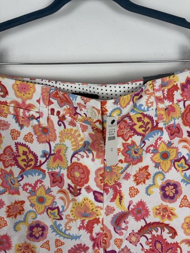 Nwt Talbots Floral the Perfect Chino Shorts Size 12 Blue Orange Paisley Stretch - Picture 10 of 11
