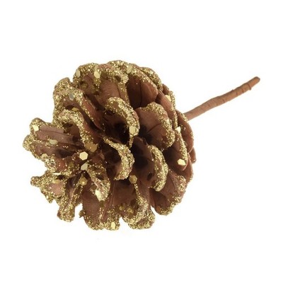 Gold Glitzer Tannenzapfen am Stick - Einzelstiel