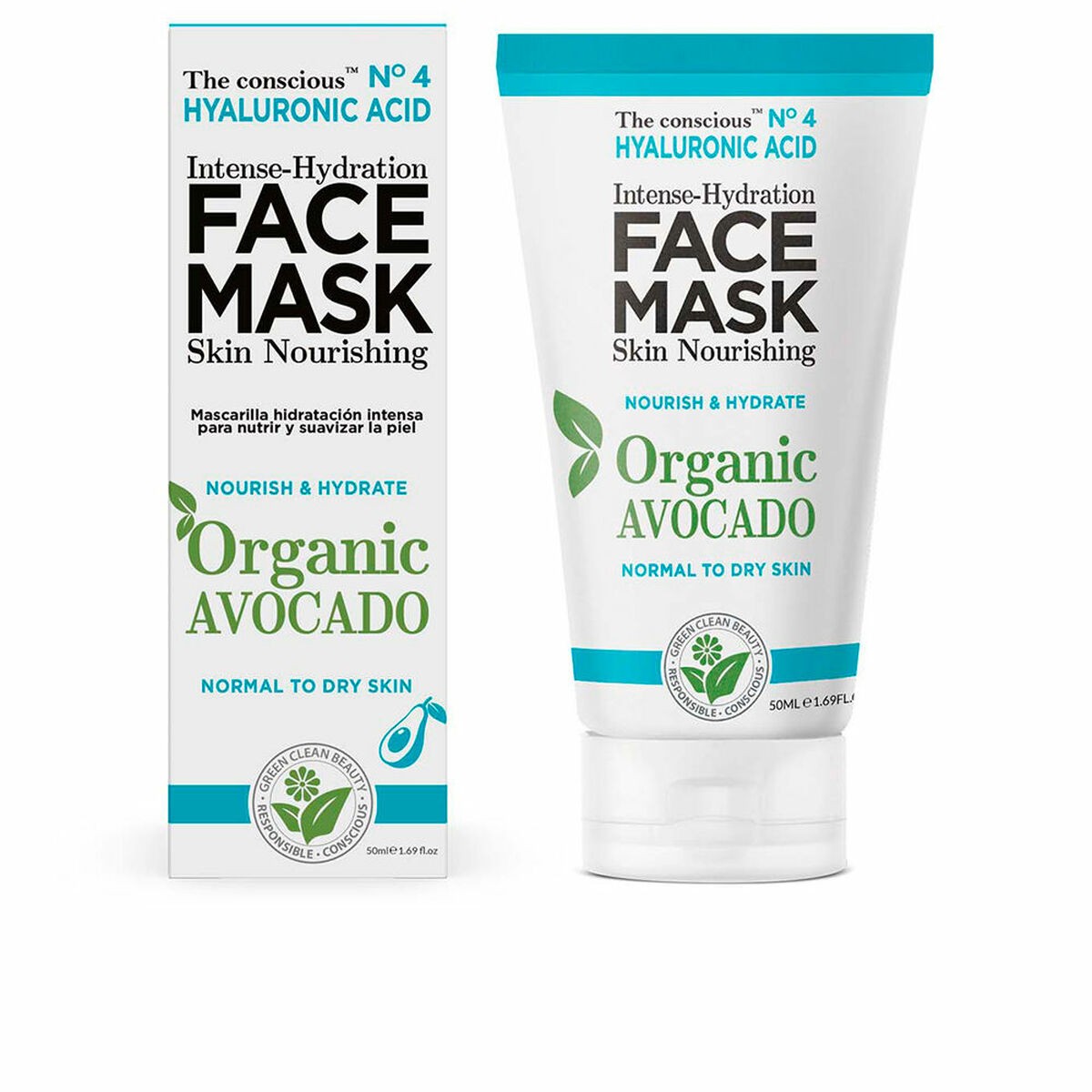 Maschera Viso Idratante The Conscious Hyaluronic Acid 50 ml Avocado