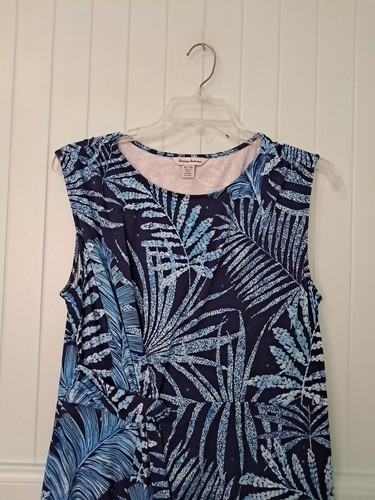 Tommy Bahama Sleeveless Faux Wrap Dress Sz XL Viscose Spandex Blue Hawaiian - Picture 2 of 7