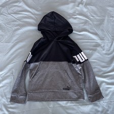 PUMA Boys size 6T Black Hoodie Pull on Black Gray Jacket